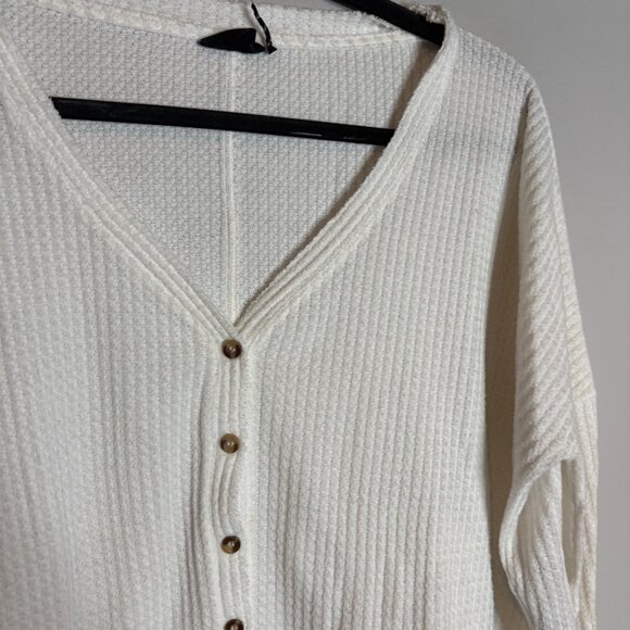 Out from Under Urban Outfitters white waffle henley top - Picture 2 of 5